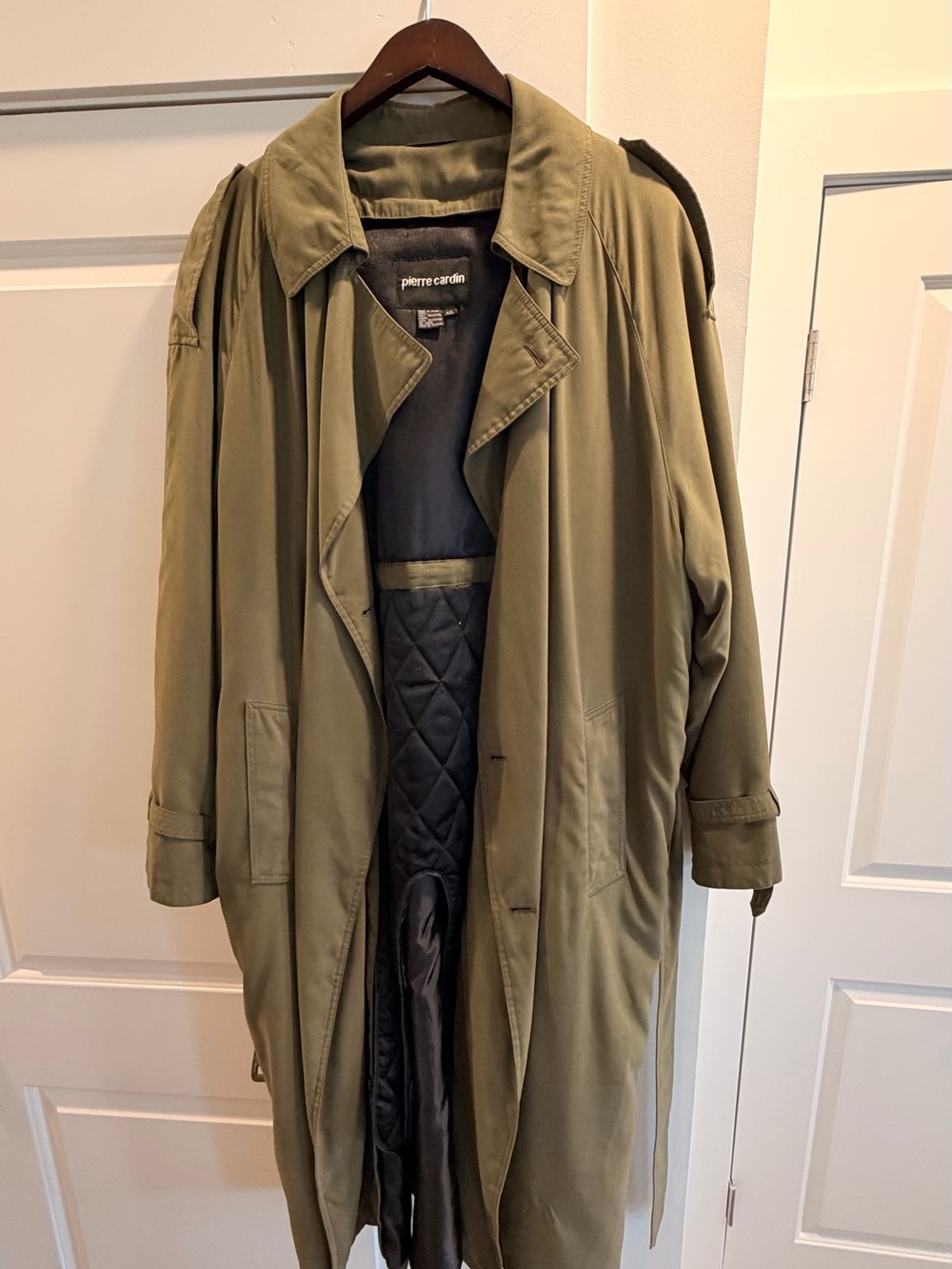 Pierre Cardin Olive Trench Coat with Quilted Lining